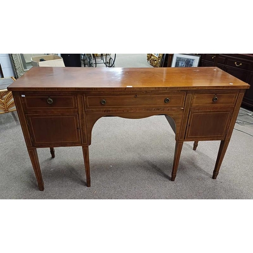 5451 - LATE 19TH CENTURY INLAID MAHOGANY SIDEBOARD WITH CENTRALLY SET DRAWER FLANKED EACH SIDE BY 1 SHORT D... 