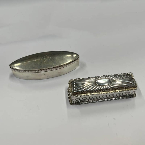 689 - SILVER OBLONG TRINKET BOX BIRMINGHAM 1898 & SILVER LOZENGE SHAPE TRINKET BOX BIRMINGHAM 1901 - 90G