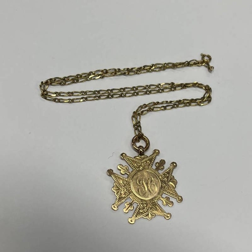 81 - 9CT MEDALLION ON A 9CT GOLD CHAIN - 9.6 G