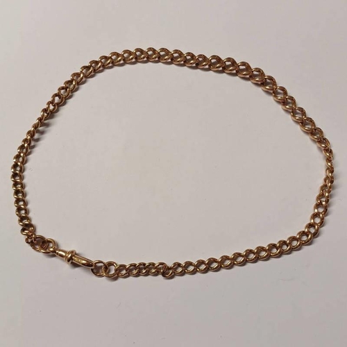 88 - 9CT GOLD CURB LINK WATCH CHAIN - 41.5CM LONG, 33.5G