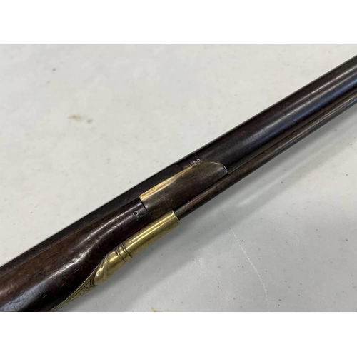 1096 - 13 BORE FLINTLOCK SPORTING GUN BY J COLLINS WITH 35'' 2 STAGE BARREL WITH GOLD LINED TOUCH HOLE, ENG... 