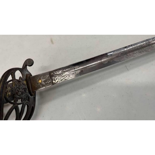 1300 - VICTORIAN 1845 PATTERN INFANTRY OFFICERS SWORD BY ROBERT MOLE & SONS, 82.4CM LONG BLADE ETCHED WITH ... 