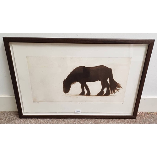 1015 - HELEN FAY  (ARR) GRAZING SIGNED IN PENCIL FRAMED ETCHING 31 X 60 CM