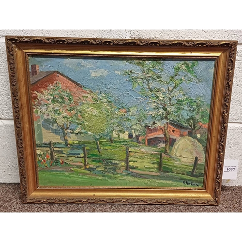 1030 - REINHOLDT MATTNER,  'VIEW FROM ARTISTS HOUSE',  SIGNED AND DATED 1944,  GILT FRAMED OIL PAINTING 37 ... 