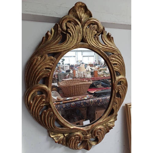 1037 - GILT FRAMED OVAL MIRROR, APPROX 42 X 34 CM (INSIDE FRAME)