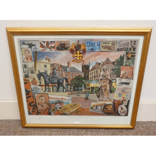 1044 - KEITH TURLEY,  'WOLVERHAMPTON - MILLENNIUM CITY',  SIGNED IN PENCIL,  GILT FRAME PRINT 48CM X 58 CM