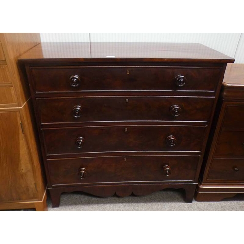 110 - 19TH CENTURY MAHOGANY CHEST OF 4 DRAWERS, 101CM TALL X 104CM WIDE