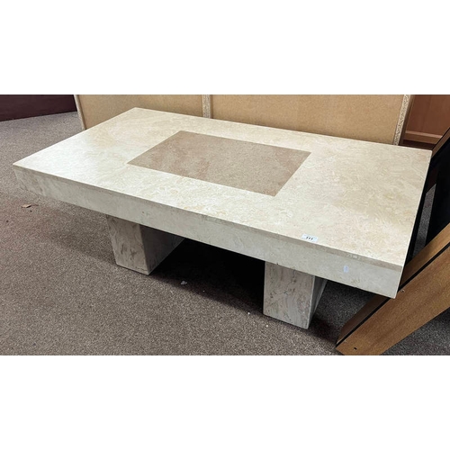 111 - MARBLE RECTANGULAR COFFEE TABLE.  130 CM LONG