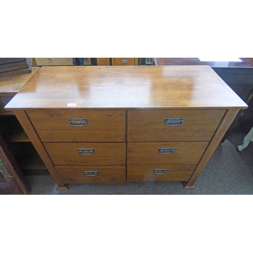 114 - 21ST CENTURY HARDWOOD CHEST OF 6 DRAWERS LABELLED THE PIER TO BACK, 83CM TALL X 111CM WIDE