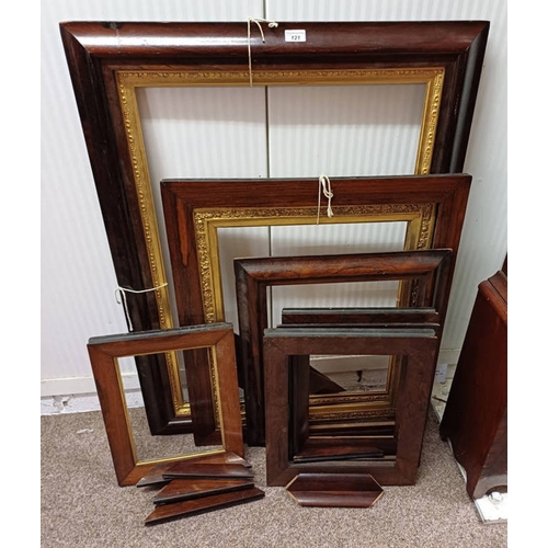 121 - GOOD SELECTION OF ROSEWOOD PICTURE FRAMES & FRAME PIECES IN VARYING SIZES