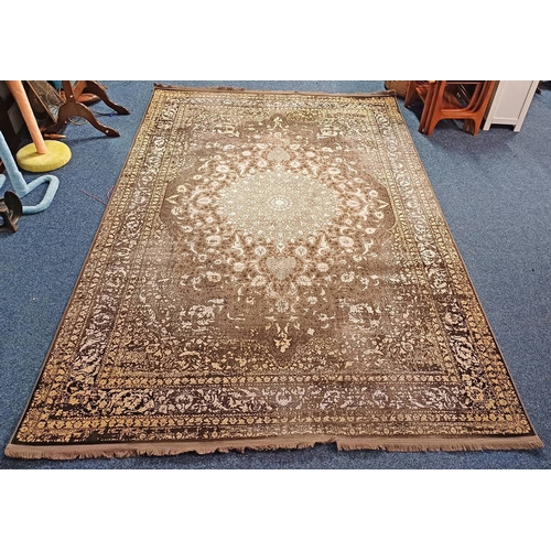 1214 - BRONZE AND GREY GROUND, FULL PILE FINE WOVEN IRANIAN CARPET - 302 X 201 CM