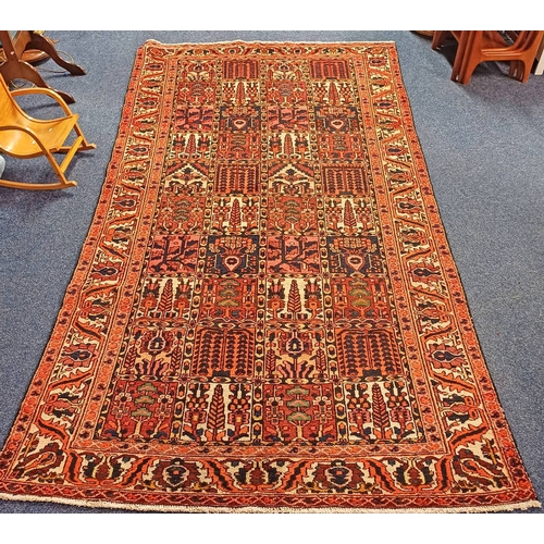 1220 - HAND WOVEN PERSIAN BAKHTAIR VILLAGE CARPET WITH TRADITION PERSIAN PANEL DESIGN, 306 X 167 CM