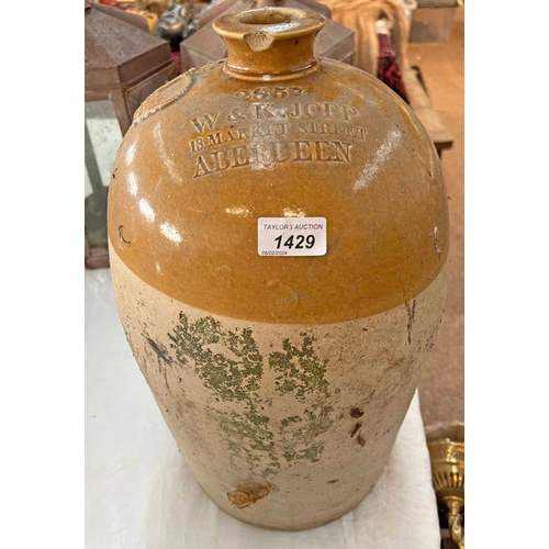 1429 - W & K JOPP 13 MARKET STREET, ABERDEEN, STONEWARE FLAGON, 44 CM FALL (AF)