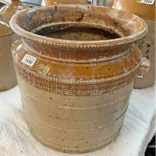 1430 - LARGE STONEWARE CROCK 33 CM TALL