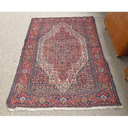 1431 - RED AND BLUE MIDDLE EASTERN CARPET, 194 X 134 CM