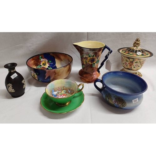 3312 - SELECTION OF MIXED CHINA TO INCLUDE NORTAKE LIDDED URN, H AND K VIOLA BOWL AND JUG, WEDGEWOOD VASE E... 