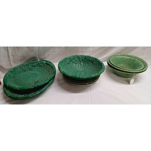 3316 - SELECTION OF BORDALLO PINHEIRO IVY LEAF BOWLS AND PLATES ETC