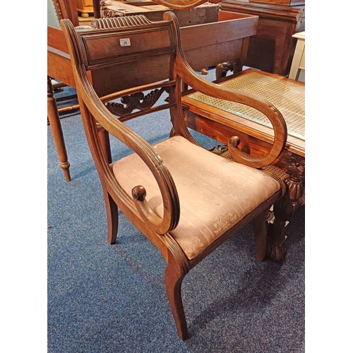 35 - 19TH CENTURY MAHOGANY OPEN ARMCHAIR