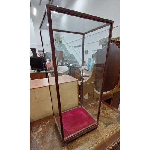 54 - PINE FRAMED CENTRE DISPLAY CASE WITH 4 GLAZED PANELS