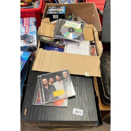 6012 - 2 BOXES OF VARIOUS MUSIC CD'S ALONG WITH 2 DRAWER UNITS