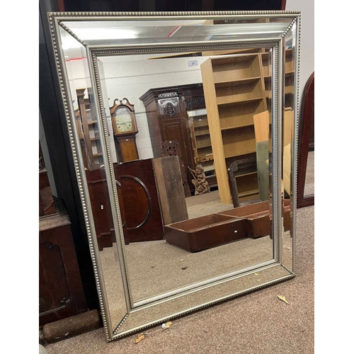 87 - LARGE RECTANGULAR MIRROR WITH MIRROR PANEL FRAME.  INNER DIMENSIONS  100CM TALL X 75 CM WIDE