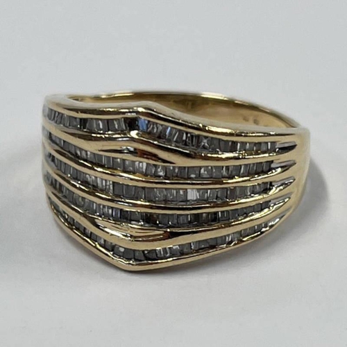 104 - GOLD DIAMOND CHANEL SET DRESS RING - 7.0G