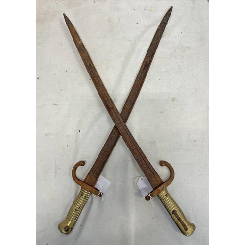 TWO FRENCH M1866 CHASESPOT YATAGHAN SWORD BAYONETS -2-