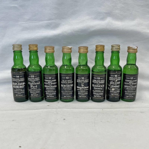 2020 - 8 SINGLE MALT WHISKY MINIATURES, ALL CADENHEAD BOTTLINGS TO INCLUDE SPRINGBANK 17, BOWMORE 13, HIGHL... 