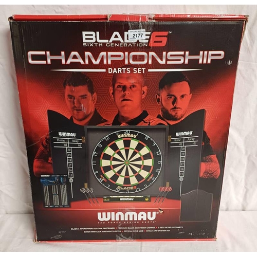 2177 - WINMAN BLADE 6 DART BOARD AND CABINET