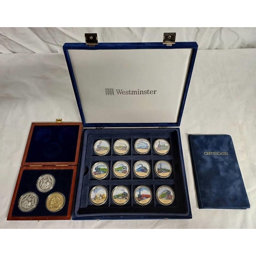 4012 - 2013 CELEBRATION OF STEAM LOCOMOTIVES COIN COLLECTION, CASED WITH CERTIFICATES & A 2013 BIRTH OF PRI... 