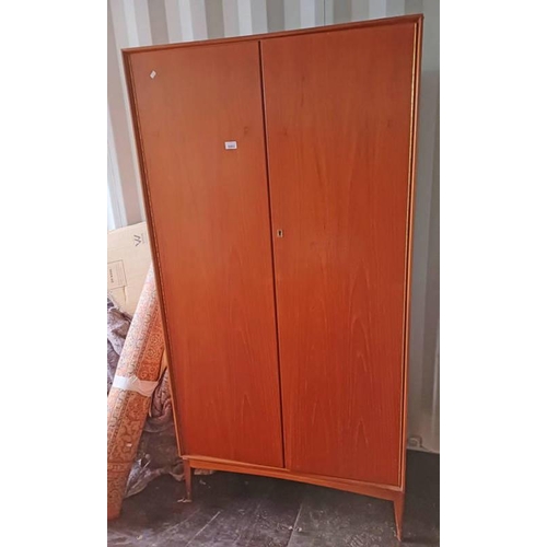 5003 - MCINTOSH TEAK 2 DOOR GENTLEMAN'S WARDROBE ON TAPERED SUPPORTS. 176 CM TALL