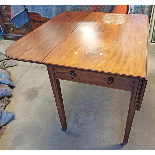 5026 - 19TH CENTURY INLAID MAHOGANY PEMBROKE TABLE ON SQUARE TAPERED SUPPORTS.