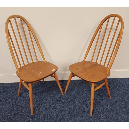 5059 - PAIR OF ERCOL STYLE QUAKER CHAIRS ON TAPERED SUPPORTS