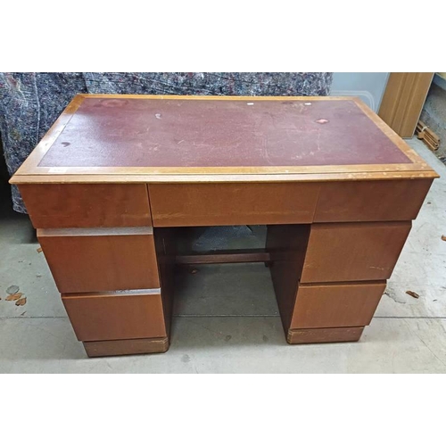 5062 - MAHOGANY 7 DRAWER KNEE HOLE DESK 76 CM TALL X 107 CM WIDE