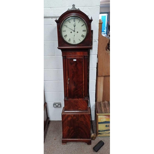 5515 - 19TH CENTURY MAHOGANY LONGCASE CLOCK WITH PAINTED DIAL SIGNED 'S ABERNETHY, LEITH'