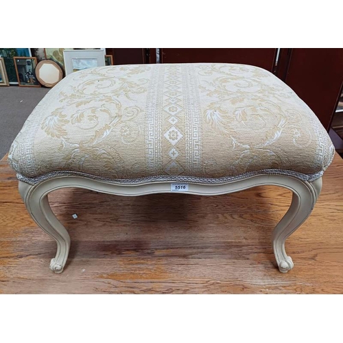 5516 - CREAM STOOL ON SHAPED SUPPORTS LABELLED WILLIS & GAMBIER TO UNDERSIDE