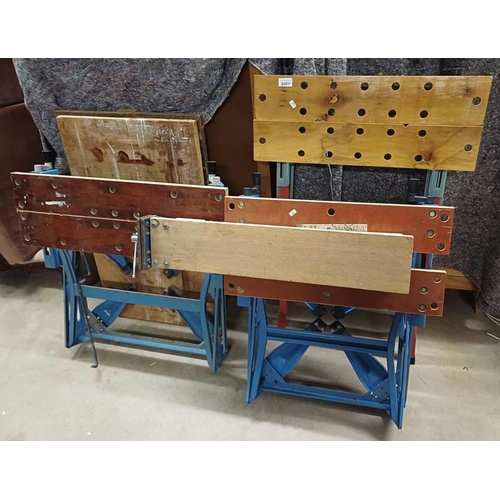 6001 - FOLDING WORK BENCH WITH VICE & 2 OTHER WORKBENCHES