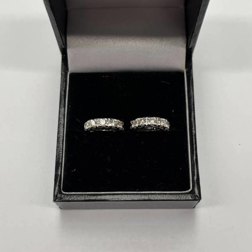 99 - PAIR DIAMOND SET HALF HOOP EARRINGS, APPROX 0.4 CARATS IN TOTAL