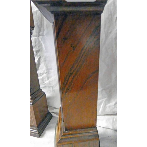 91 - 19TH CENTURY INLAID ROSEWOOD APPRENTICE PIECE LONG CASE CLOCK, THE SILVERED DIAL CLOCK WITH THERMOME... 