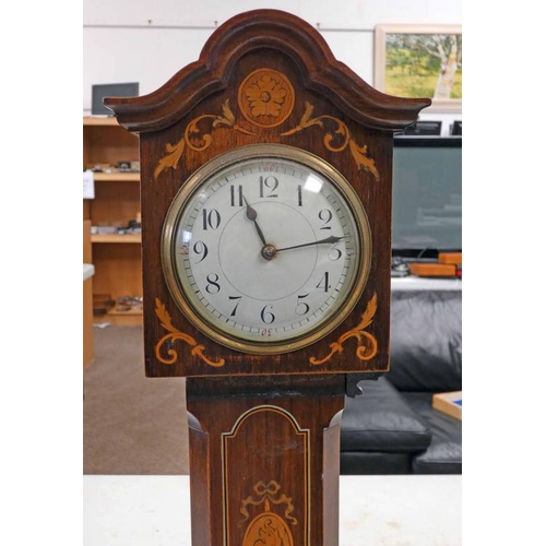 92 - 19TH CENTURY INLAID ROSEWOOD APPRENTICE PIECE LONG CASE CLOCK WITH BONE, OLIVE WOOD & BOX WOOD  - 49... 