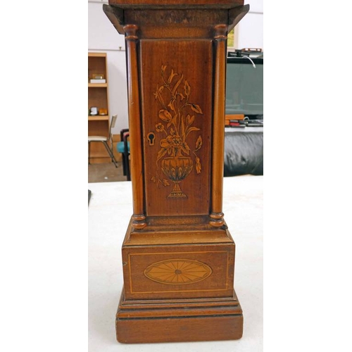 93 - 19TH CENTURY INLAID MAHOGANY APPRENTICE PIECE LONG CASE CLOCK WITH DECORATIVE PANEL TO DOOR & BASE -... 