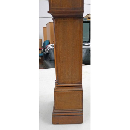 93 - 19TH CENTURY INLAID MAHOGANY APPRENTICE PIECE LONG CASE CLOCK WITH DECORATIVE PANEL TO DOOR & BASE -... 