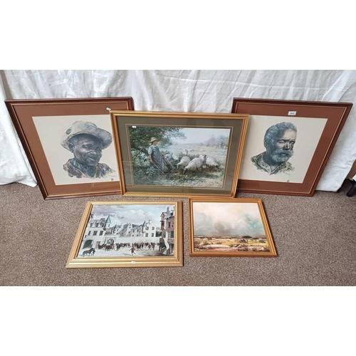 1021 - SELECTION OF FRAMED PICTURES INCLUDING OIL PAINTING OF SOUTH AFRICAN LANDSCAPE ETC.