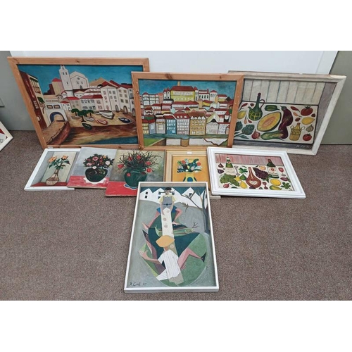1068L - M COOK, GOOD SELECTION OF FRAMED & UNFRAMED OIL PAINTINGS OF STILL LIFES, ETC, WITH OTHER UNSIGNED O... 