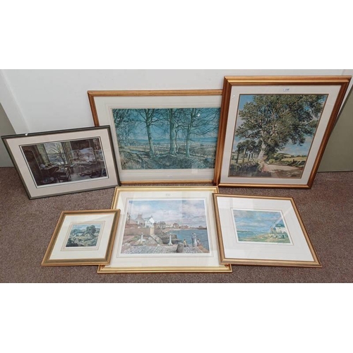 1104 - 6 FRAMED MCINTOSH PATRICK PRINTS, ARTISTS STUDIO, BEACH CRESCENT - BROUGHTY FERRY ETC. ALL SIGNED IN... 