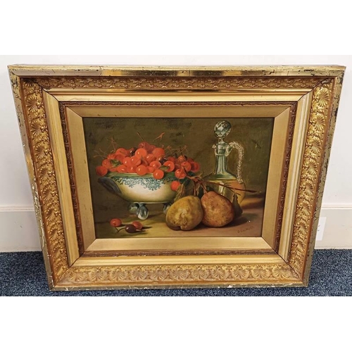 1184W - G UMSWORTH STILL LIFE OF FRUIT SIGNED GILT FRAMED OIL PAINTING 28 X 39 CM