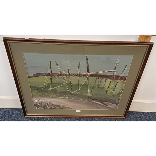 1198 - IRENE LESLEY MAIN - (ARR),  FISHING LINES SIGNED FRAMED OIL PAINTING 53 X 69 CM