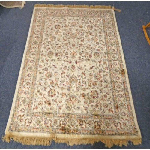 1210 - IVORY GROUND FULL PILE CASHMERE RUG WITH ALL OVER FLORAL PATTERN - 189 X 129 CM