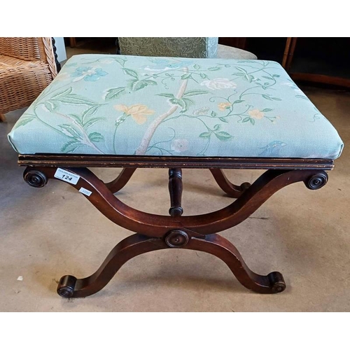 124 - LATE 19TH CENTURY MAHOGANY X- FRAMED STOOL