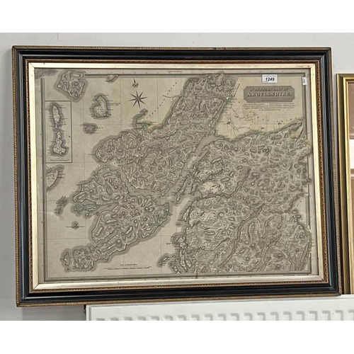 1249 - FRAMED MAP - NORTHERN PART OF ARGYLLSHIRE, DRAWN BY W JOHNSON ENGRAVED BY J & G MENZIES, EDINBURGH